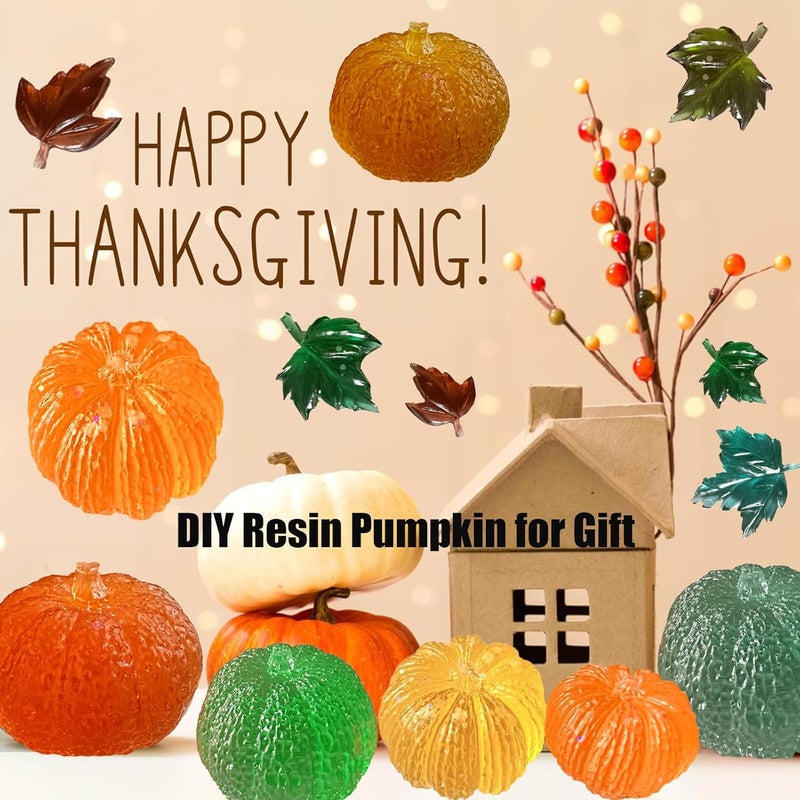 ZQYSING (4 Pack) Pumpkin Candle Molds with Leaf Mold, Set of Large + Medium + Small 3D Pumpkin Silicone Molds for Candles Wax Soap Epoxy Resin Casting Thanksgiving Halloween DIY Art Gifts Home Decor - Image 5